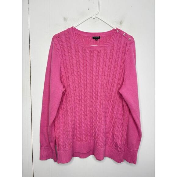 Talbots Sweaters - Talbots Sweater Womens Extra Large Pink Cableknit Popover Preppy Light Academia